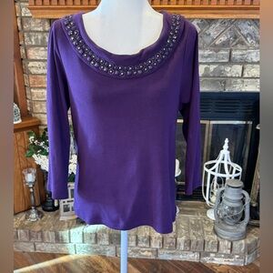 Rafaella Purple Embellished Blouse